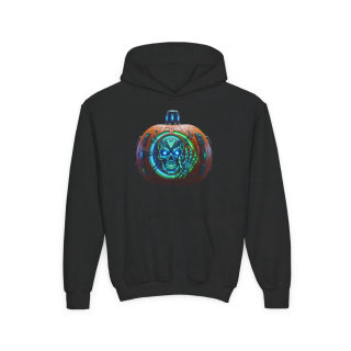 Glowing Cyber Pumpkin Kids Hoodie 3