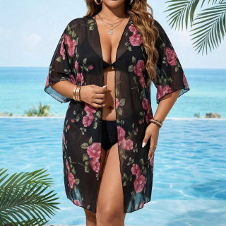 Plus Size Floral beach cover-up 2