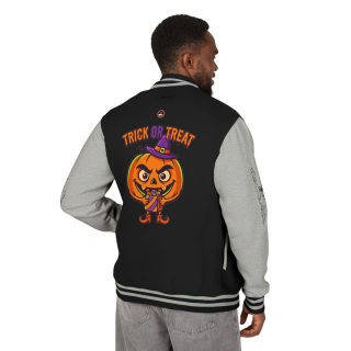 Trick or Treat Jack-o'-Lantern Letterman Jacket | Halloween Varsity Jacket 78