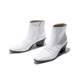 Large Size Snakeskin Chelsea Boots | Thick Heel Short Boots