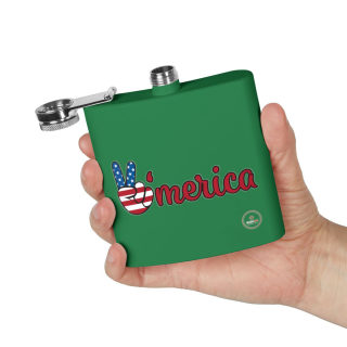 'Merica Peace Sign flag design flask, 6oz stainless steel 32