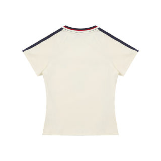 Color-Block Cropped Top | Badge Embroidery Baseball Style 2