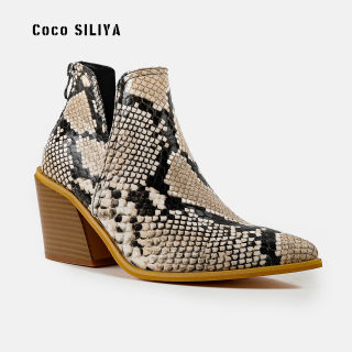 Leopard Print Pointed Toe Martin Boots | Women's High Heel 4