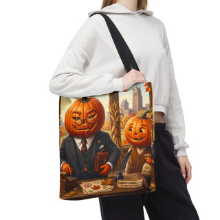 Pumpkin Head Businessmen Tote Bag | Halloween Pumpkin City Illustration 93