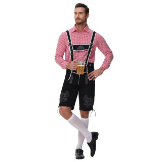 German Oktoberfest Costume Set | Plaid Shirt & Suspender Pants 5