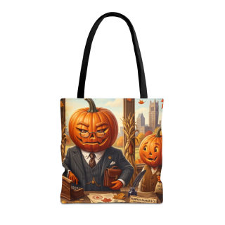 Pumpkin Head Businessmen Tote Bag | Halloween Pumpkin City Illustration 2
