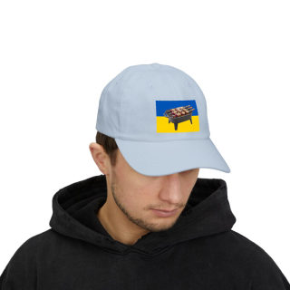 Grill Skewers on Blue Yellow Flag Dad Cap | BBQ Ukraine Baseball Hat 50
