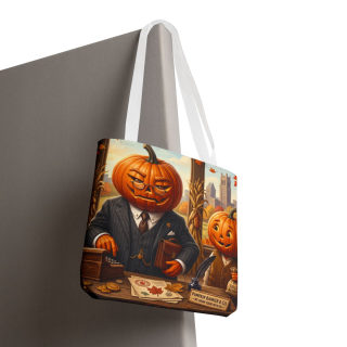 Pumpkin Head Businessmen Tote Bag | Halloween Pumpkin City Illustration 110