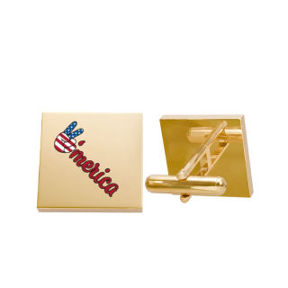 USA Peace Hand 'Merica Cufflinks | Patriotic American Flag Accessory
