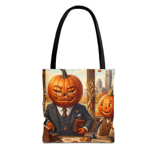 Pumpkin Head Businessmen Tote Bag | Halloween Pumpkin City Illustration 16