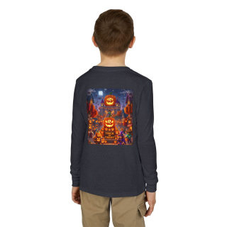 Jack-O'-Lantern Halloween Street Scene Long Sleeve Kids Tee 42
