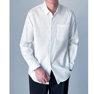 Wrinkled Texture Long Sleeve Shirt | Men's Spring 4