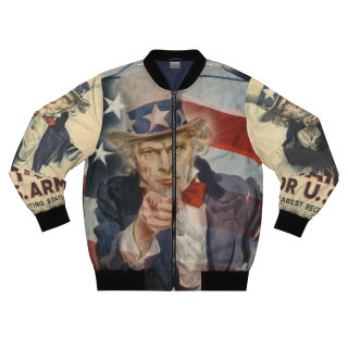Uncle Sam Pointing Bomber Jacket | Patriotic American Flag Military Poster Aesthetic 2