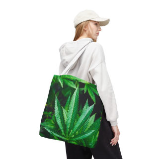 Green Cannabis Leaf Tote Bag | All-Over Print Hemp Plant Design 69