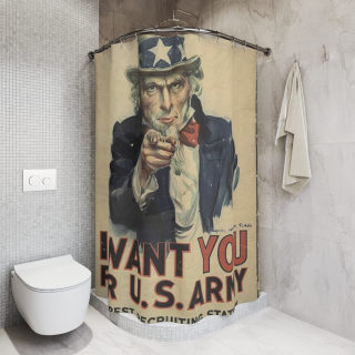 Uncle Sam I Want You shower curtain | Vintage WWI recruitment poster 5