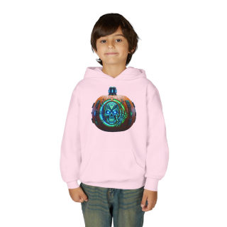 Glowing Cyber Pumpkin Kids Hoodie 30