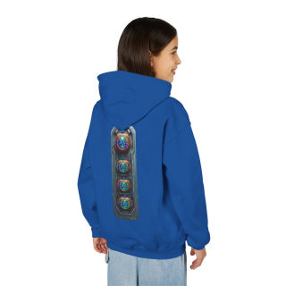 Glowing Cyber Pumpkin Kids Hoodie 91