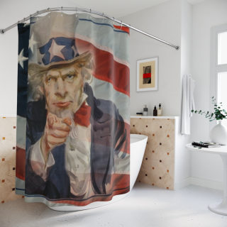 Uncle Sam pointing Shower Curtain | American Flag Patriotic Bathroom 4