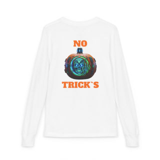 Skull Pumpkin 'No Tricks' Long Sleeve Kids Tee 12