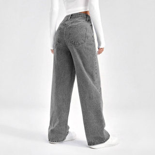 Grey Washed High Waist Wide Leg Jeans | Women's 2