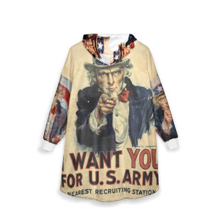 Uncle Sam Want You Hooded Blanket | Vintage Recruitment Poster Print 3