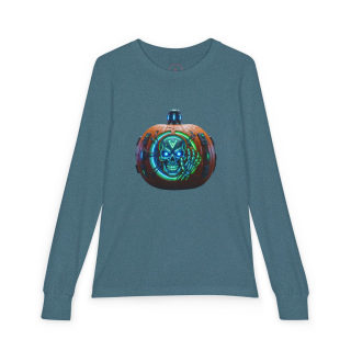Skull Pumpkin 'No Tricks' Long Sleeve Kids Tee 8
