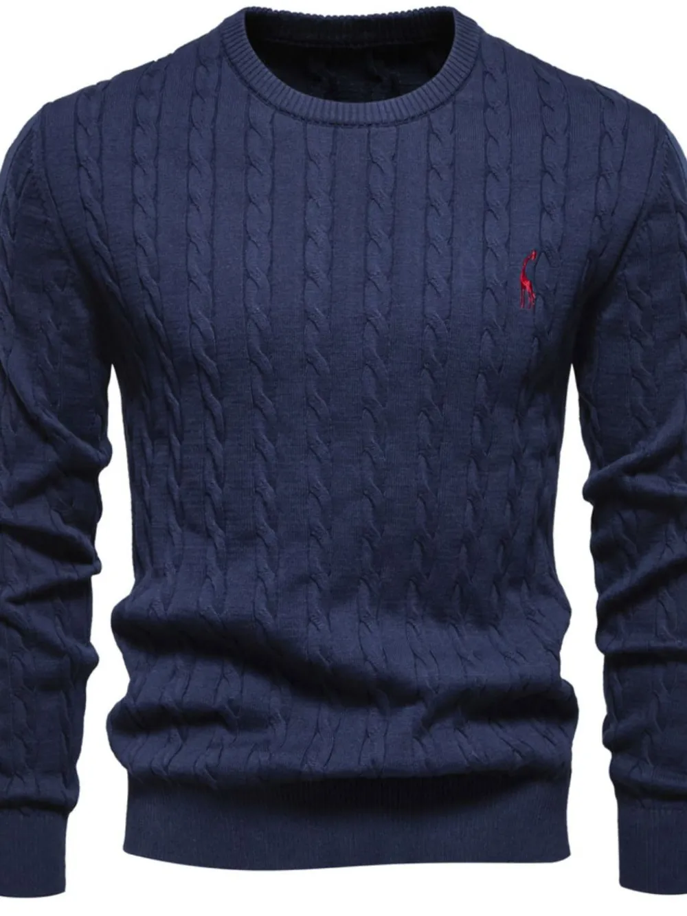 Men's Cable-Knit Round Neck Sweater | Long Sleeve Pullover 6