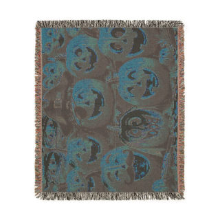 Jack-o'-Lantern Patchwork Woven Blanket | Halloween Pumpkin Throw 8