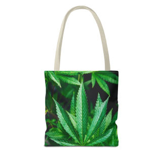 Green Cannabis Leaf Tote Bag | All-Over Print Hemp Plant Design 25