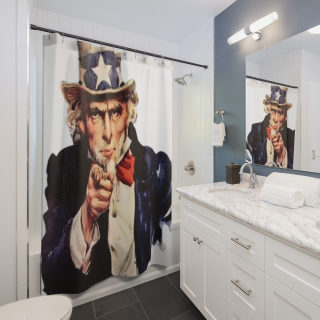 Uncle Sam pointing Shower Curtain | Patriotic Americana bathroom decor