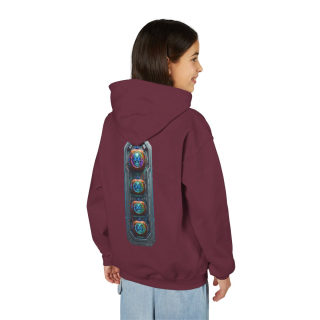 Glowing Cyber Pumpkin Kids Hoodie