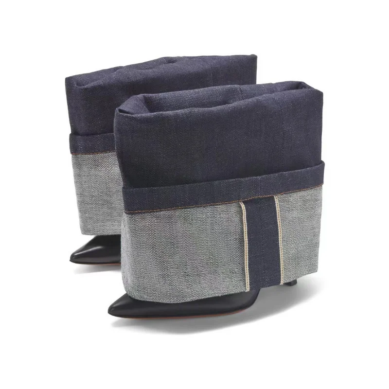 Denim High Heel Short Boots for Women | Autumn/Winter Trendy Style