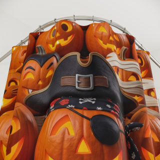 Pumpkin Patch Jack-o'-Lanterns Shower Curtain | Halloween Pumpkin Pattern 3