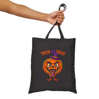 Jack-o'-Lantern Witch Pumpkin Tote Bag | Halloween Trick or Treat Canvas Tote 17