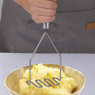 Stainless Steel Potato Masher | Multi-Function Wavy Bean Masher 4