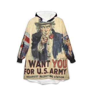 Uncle Sam Want You Hooded Blanket | Vintage Recruitment Poster Print 2