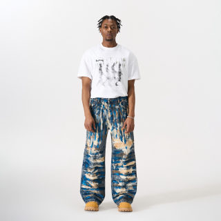 Color Block Graffiti Print Oversized Straight Leg Pants 2