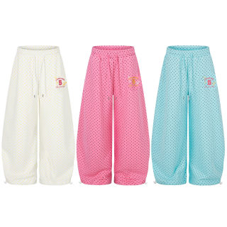 Polka Dot Number Print Wide Leg Sweatpants | Drawstring Cuff 5