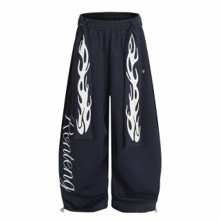 Retro Flame Print Wide Leg Sweatpants | Street Style
