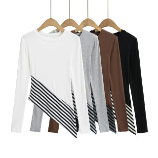 Round Neck Long Sleeve T-Shirt | Asymmetrical Hem