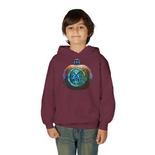 Glowing Cyber Pumpkin Kids Hoodie 33