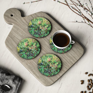 Wild Berry Foliage Coasters | Cork-Backed Round Drink Coasters 6