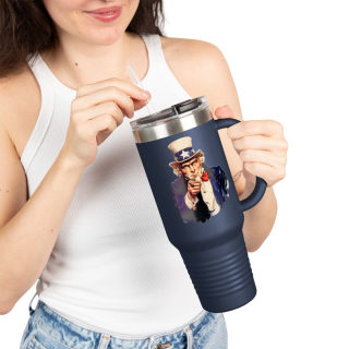 Uncle Sam Pointing Travel Mug | 40oz Insulated Patriotic Tumbler 40