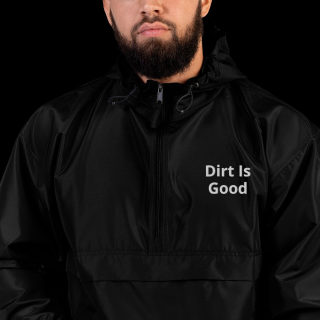 Embroidered Champion Packable Black Jacket "Dirt Is Good" 17