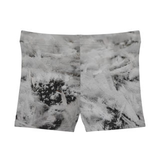Black & White Ice Texture Women's Shorts | Abstract Snow Pattern 2