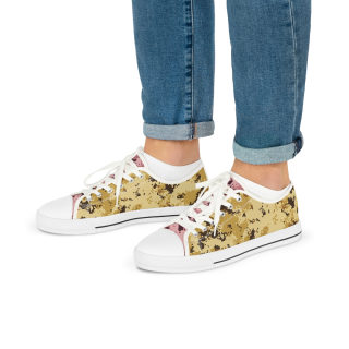 Gold Splatter Pattern Men's Low-Top Sneakers | Abstract Paint Design 16