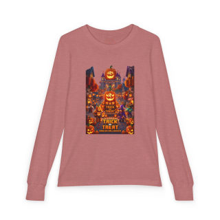 Jack-O'-Lantern Halloween Street Scene Long Sleeve Kids Tee 2