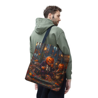 Jack-o'-Lantern Candy Haul Tote Bag | Halloween Pumpkin Scene 90