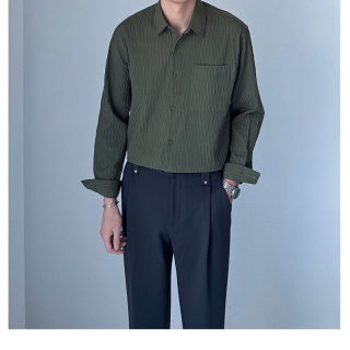 Wrinkled Texture Long Sleeve Shirt | Men's Spring 3