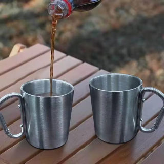 Outdoor Mountaineering Carabiner Cup | Stainless Steel Camping Water Cup 4
